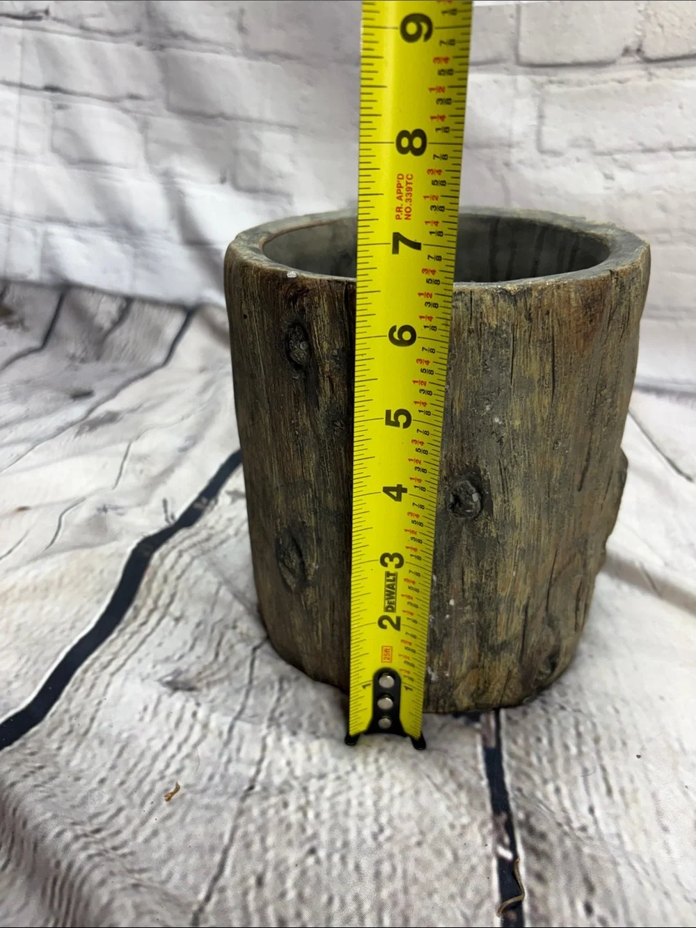 Rustic Wood-Look Planter Pot - Brown